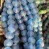 Frosted Cobalt Blue Recycled Glass Krobo Beads Strand (32")